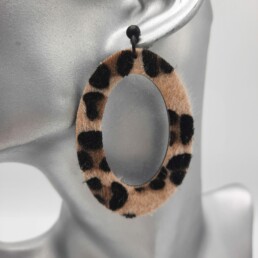 wolfkat oorbellen geometrics rondjes en ovalen open ovaal maxi luipaard stof